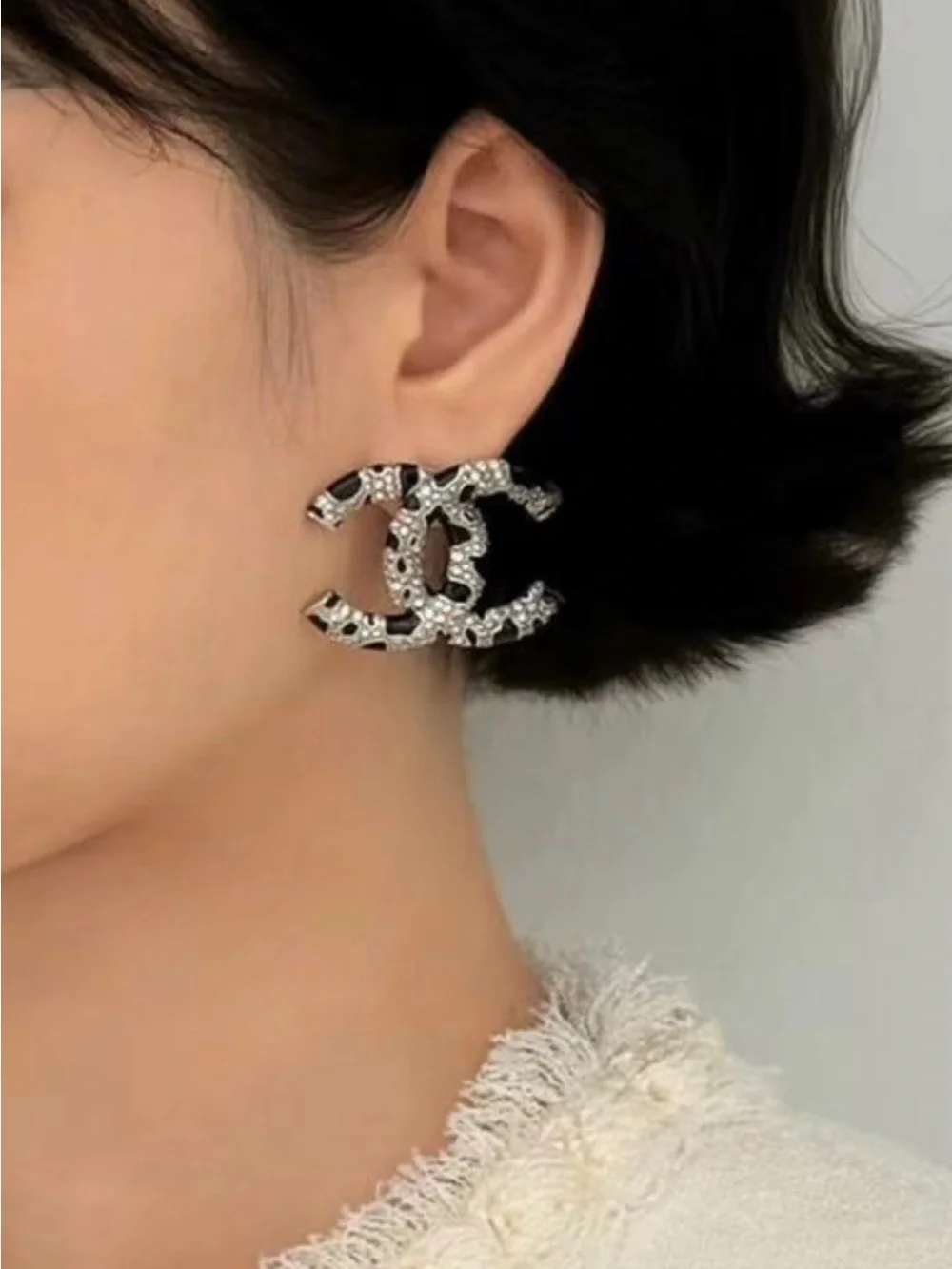 Metiers D’Art Logo 2026 Leopard Pattern Resin and Crystal Earrings